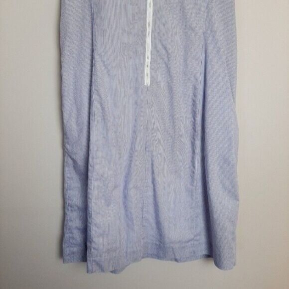 BANANA REPUBLIC | Sleeveless Bow Neck Shift Dress Stripe Blue & White 10 Petite - Picture 8 of 10